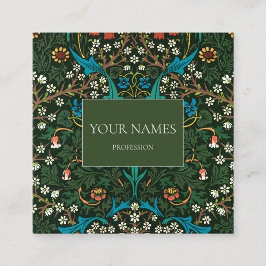WILLIAM MORRIS BOTANICAL PATTERING BUSINESS CARD QUADRATISCHE VISITENKARTE (Vorderseite)