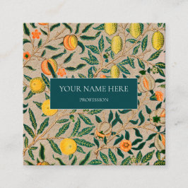 WILLIAM MORRIS BOTANICAL PATTERING BUSINESS CARD QUADRATISCHE VISITENKARTE
