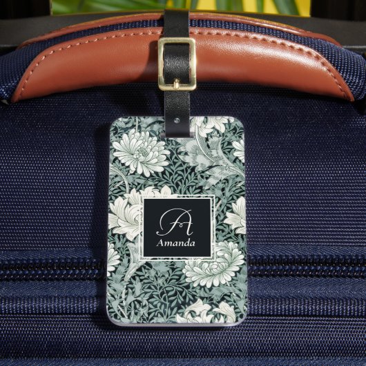 William Morris Botanischer Anemon mit Monogram Gepäckanhänger (Vorderseite Insitu 2)