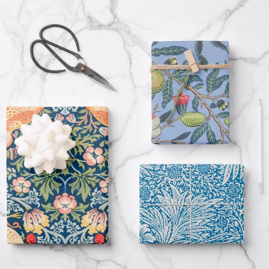 William Morris botanischer Bundle-Mix Wrapping Pap Geschenkpapier Set (Vorderseite)