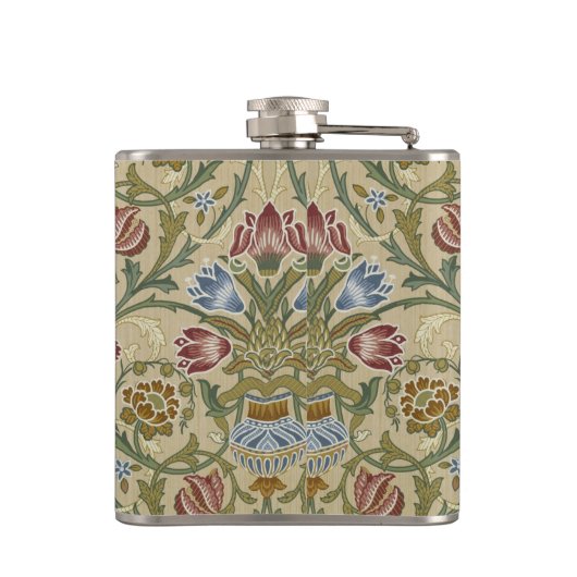 William Morris Brocade Floral Wallpaper Pattern Flachmann (Rückseite)