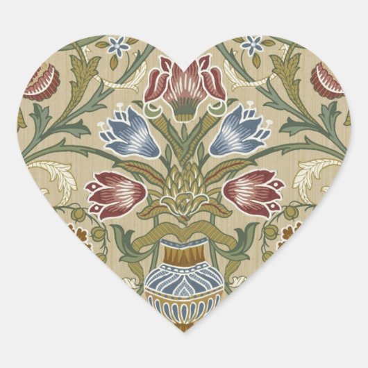 William Morris Brocade Floral Wallpaper Pattern Herz-Aufkleber (Vorderseite)