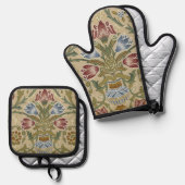 William Morris Brocade Floral Wallpaper Pattern Ofenhandschuh & Topflappen-Set (Vorderseite/Rückseite)