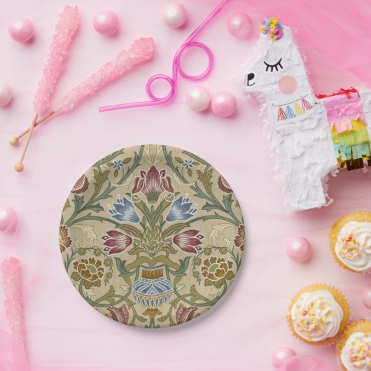 William Morris Brocade Floral Wallpaper Pattern Pappteller (Party)