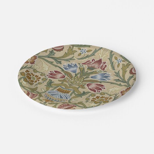 William Morris Brocade Floral Wallpaper Pattern Pappteller (Schrägansicht)