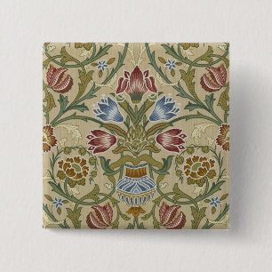William Morris Brokat Blumen Tapetenmuster Button
