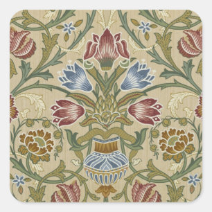 William Morris Brokat Blumen Tapetenmuster Quadratischer Aufkleber