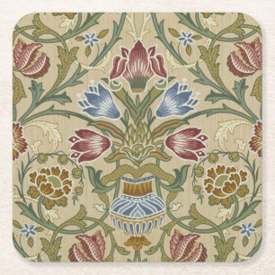 William Morris Brokat Blumen Tapetenmuster Rechteckiger Pappuntersetzer