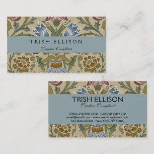 William Morris Brokat Blumen Tapetenmuster Visitenkarte