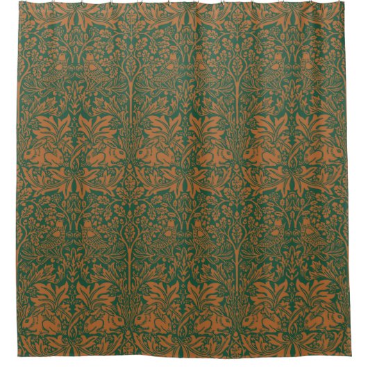 William Morris Brother Rabbit Bernstein Schwarzes Duschvorhang (Vorderseite)