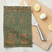William Morris Brother Rabbit Bernstein Schwarzes Geschirrtuch (Viertel Falte)