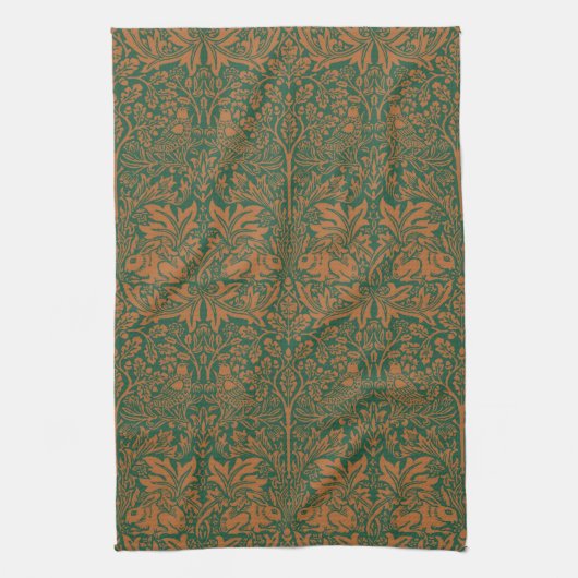 William Morris Brother Rabbit Bernstein Schwarzes Geschirrtuch (Vertikal)