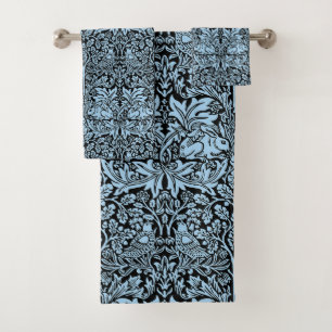 William Morris Brother Rabbit Hellblau Schwarz Badhandtuch Set