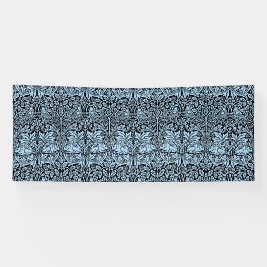 William Morris Brother Rabbit Hellblau Schwarz Banner (Horizontal)
