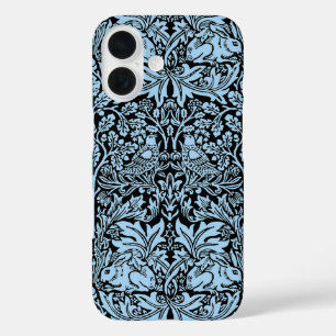 William Morris Brother Rabbit Hellblau Schwarz iPhone 16 Hülle
