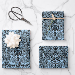 William Morris Brother Rabbit Hellblau Schwarz Geschenkpapier Set