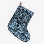 William Morris Brother Rabbit Hellblau Schwarz Großer Weihnachtsstrumpf (Vorderansicht (hängend))