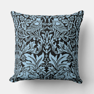 William Morris Brother Rabbit Hellblau Schwarz Kissen