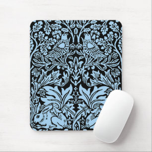 William Morris Brother Rabbit Hellblau Schwarz Mousepad