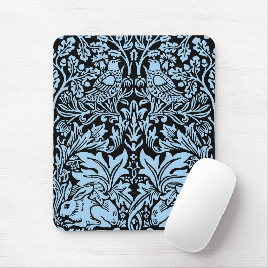 William Morris Brother Rabbit Hellblau Schwarz Mousepad (Mit Mouse)