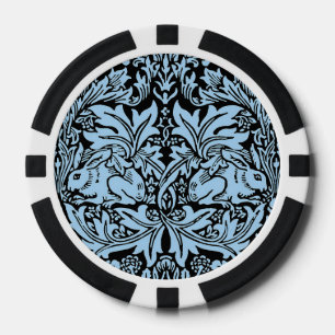 William Morris Brother Rabbit Hellblau Schwarz Pokerchips