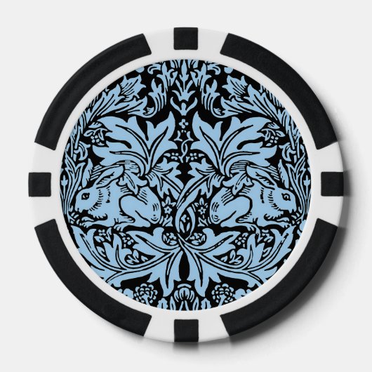 William Morris Brother Rabbit Hellblau Schwarz Pokerchips (Vorderseite)