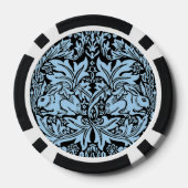 William Morris Brother Rabbit Hellblau Schwarz Pokerchips (Rückseite)