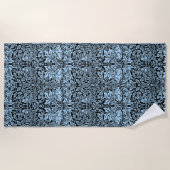 William Morris Brother Rabbit Hellblau Schwarz Strandtuch (Vorderseite)