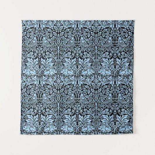 William Morris Brother Rabbit Hellblau Schwarz Wandteppich (Vorderseite)