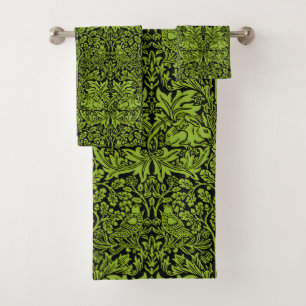 William Morris Brother Rabbit Hellgrün Schwarz Badhandtuch Set