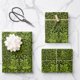 William Morris Brother Rabbit Hellgrün Schwarz Geschenkpapier Set