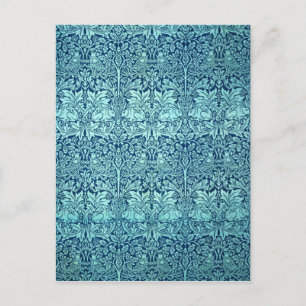 William Morris Brother Rabbit Muster in Blau Postkarte