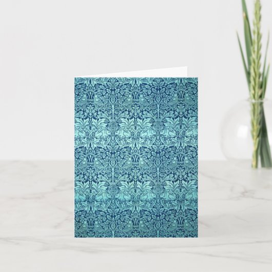 William Morris Brother Rabbit Pattern in Blau Karte (Vorderseite)