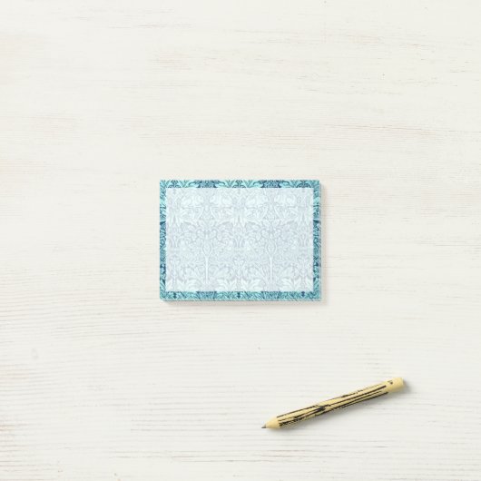 William Morris Brother Rabbit Pattern in Blau Post-it Klebezettel (Auf Schreibtisch)