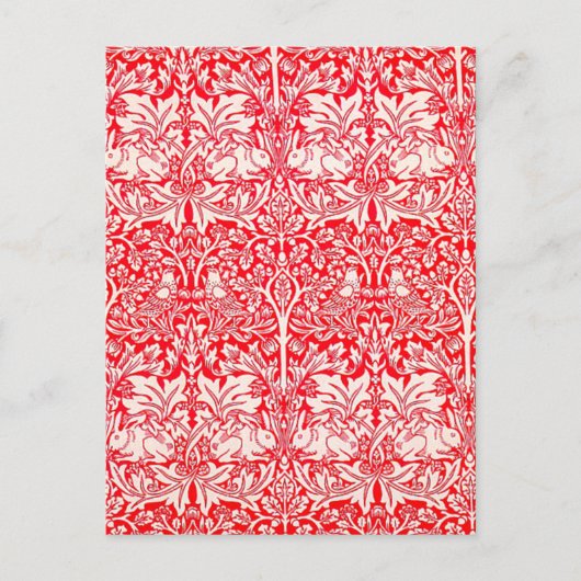 WIlliam Morris Brother Rabbit Pattern in Rot Postkarte (Vorderseite)