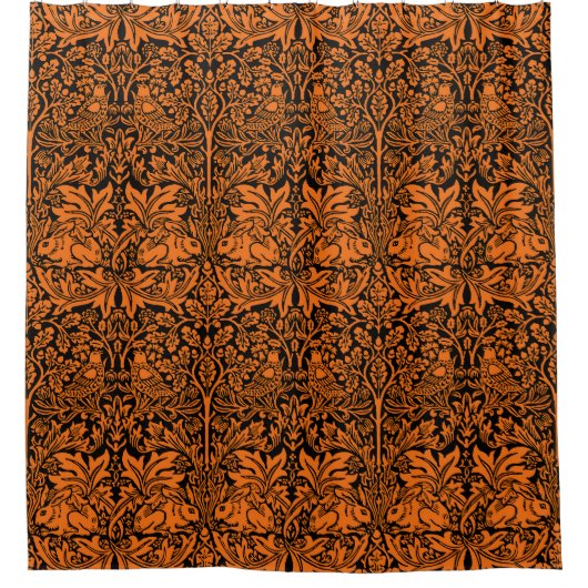 William Morris Brother Rabbit Rust Schwarz Muster Duschvorhang (Vorderseite)