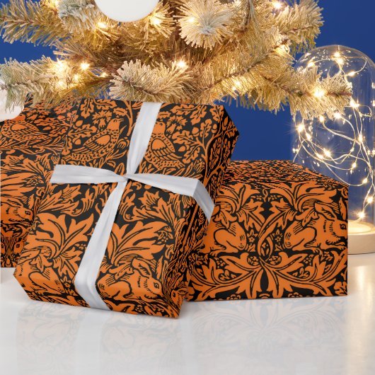 William Morris Brother Rabbit Rust Schwarz Muster Geschenkpapier (Feiertage)