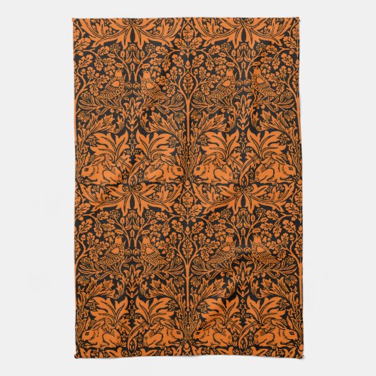 William Morris Brother Rabbit Rust Schwarz Muster Geschirrtuch (Vertikal)