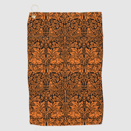 William Morris Brother Rabbit Rust Schwarz Muster Golfhandtuch (Vorderseite)
