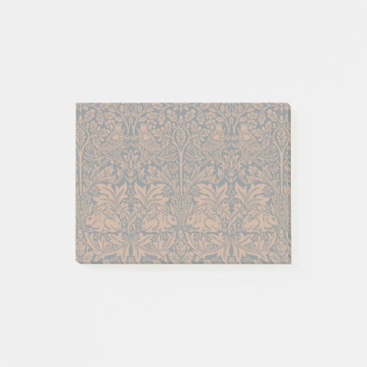 William Morris Brother Rabbit Rust Schwarz Muster Post-it Klebezettel (Vorderseite)