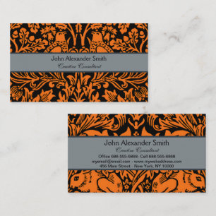 William Morris Brother Rabbit Rust Schwarz Muster Visitenkarte