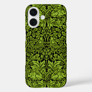 William Morris Brother Rabbit Sage Grün Schwarz iPhone 16 Hülle