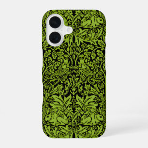 William Morris Brother Rabbit Sage Grün Schwarz iPhone 16 Hülle