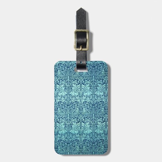 William Morris-Bruder-Kaninchen-Muster im Blau Gepäckanhänger (Vorderseite vertikal)