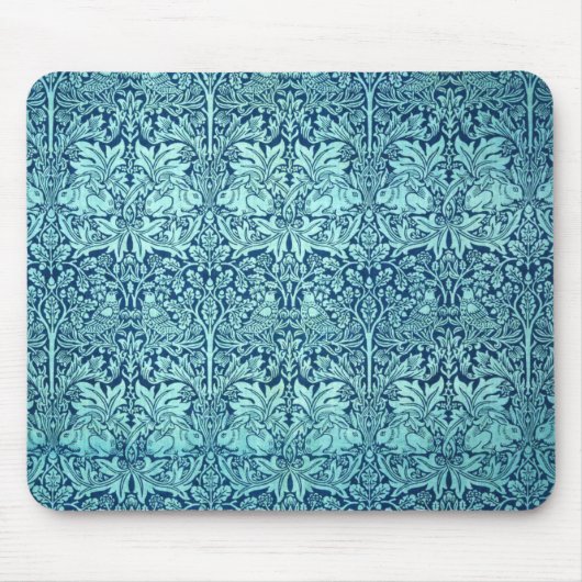 William Morris-Bruder-Kaninchen-Muster im Blau Mousepad (Vorne)