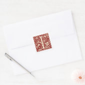William Morris Buchstabe I Monogramm Initial Rot Quadratischer Aufkleber (Umschlag)