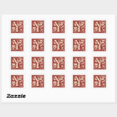 William Morris Buchstabe Y Monogramm Initial Rot Quadratischer Aufkleber (Blatt)