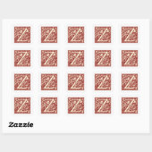 William Morris Buchstabe Z Monogramm Initiale Rot Quadratischer Aufkleber (Blatt)