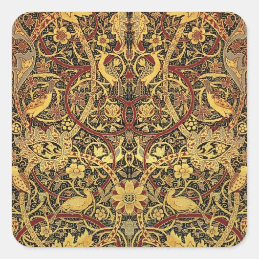 William Morris Bullerswood Imitats Tapestry Quadratischer Aufkleber (Vorderseite)