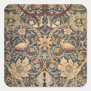 William Morris Bullerswood Vintage Vogelkunst Quadratischer Aufkleber